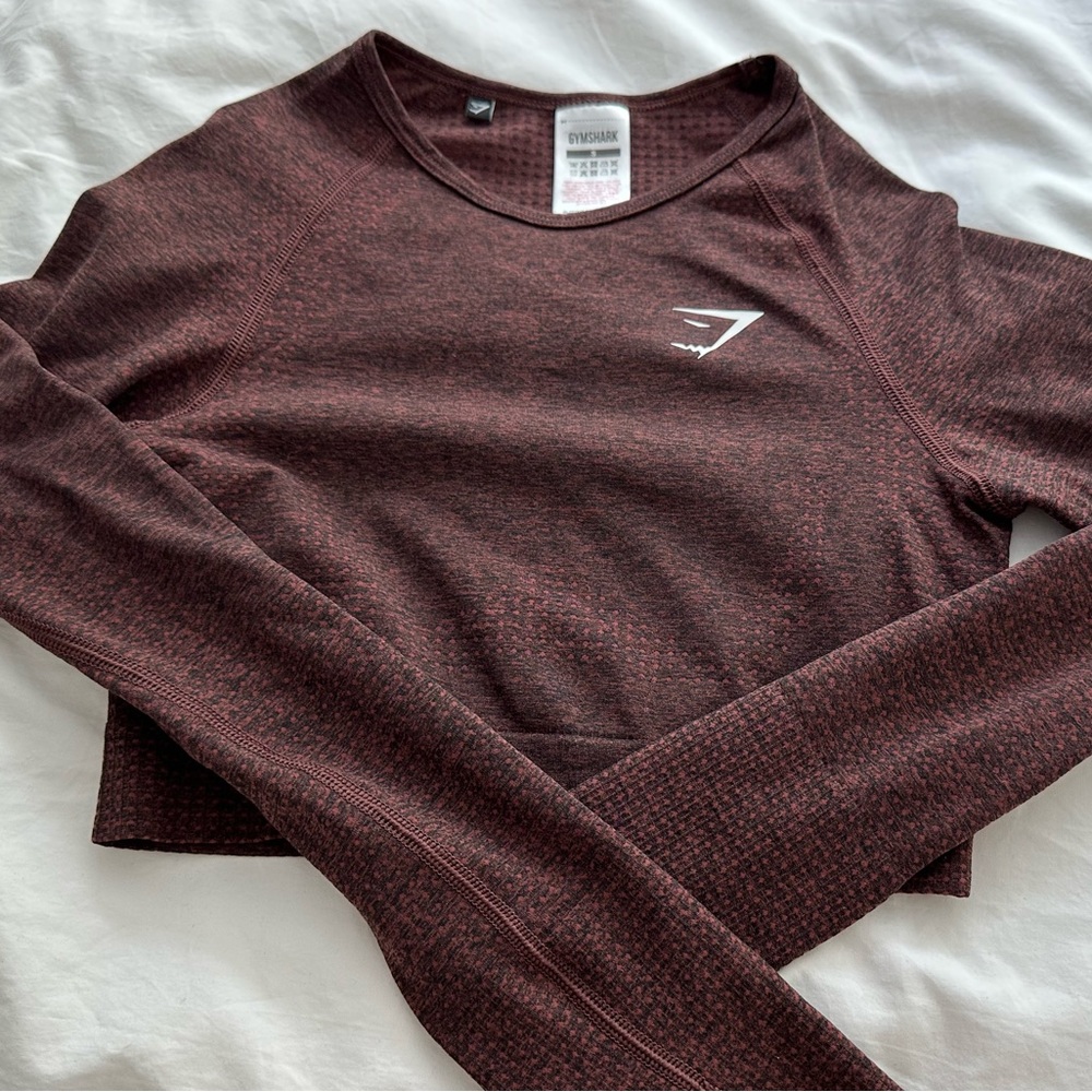 Maroon Cropped long-sleeve Gymshark Top